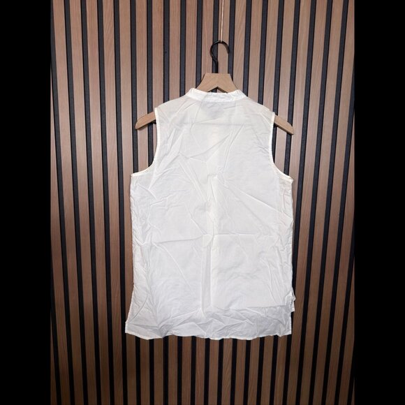 Eileen Fisher Tank Small Womens White Cotton Stretch Sleeveless Button Blouse - Picture 2 of 6